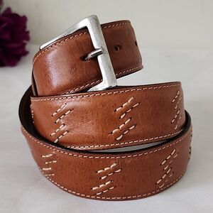 Stefano Corsini Tan Leather Belt Handmade in Italy XL 36" 1/2- 40" 1/2 115cm